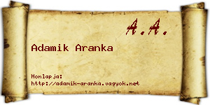 Adamik Aranka névjegykártya